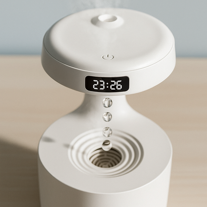 Lunaris™ – Antygrawitacyjny Nawilżacz Powietrza z Efektem Kropli, Cichą Mgiełką i Lampką Nocną LED