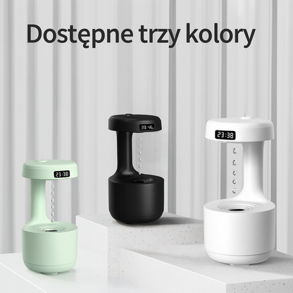 Lunaris™ – Antygrawitacyjny Nawilżacz Powietrza z Efektem Kropli, Cichą Mgiełką i Lampką Nocną LED